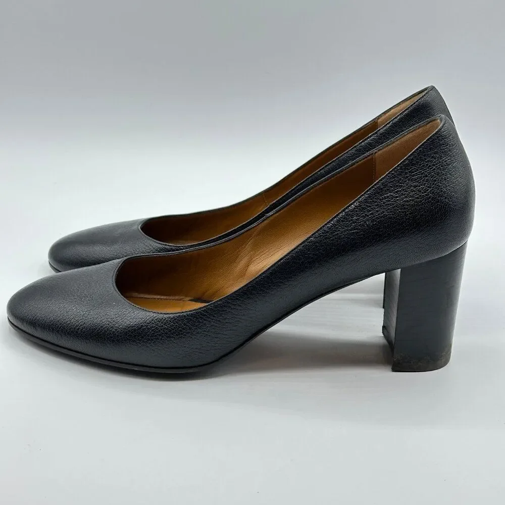 Aquatalia Women's Leather Black Heeled Almond Toe Pumps Size 8.5 - Picture 3 of 9